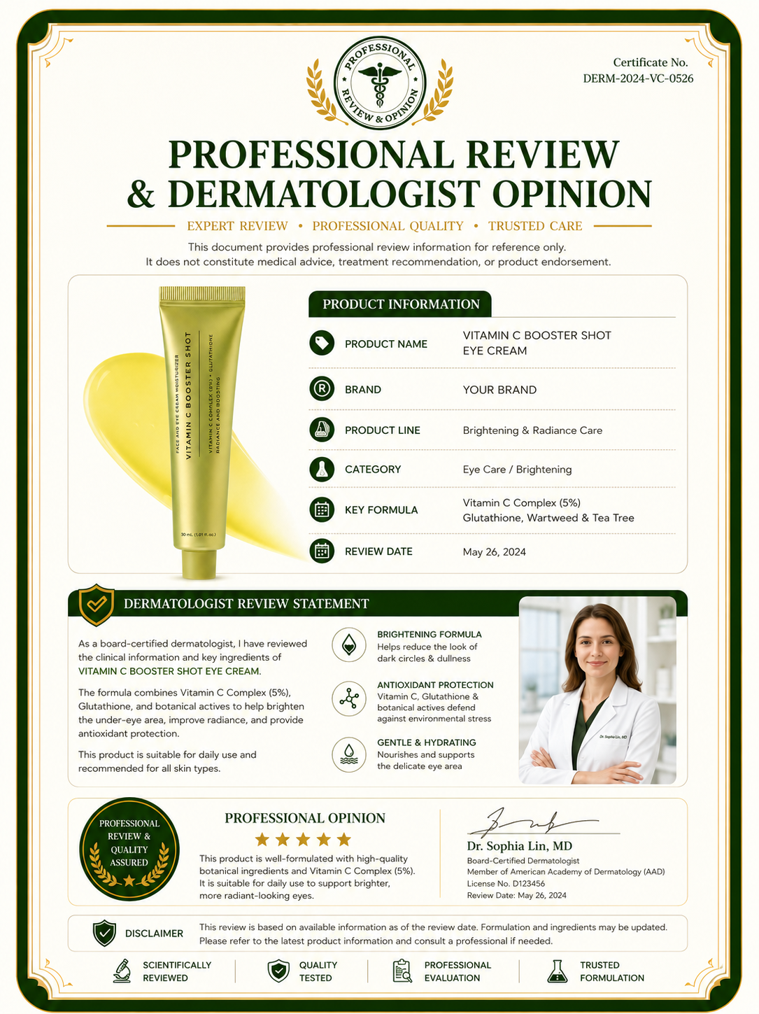 Pure Vitamin C & Glutathione Booster Serum for Radiant, Healthy-Looking Skin, 1.01 fl oz